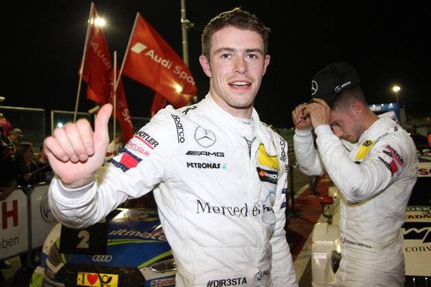 Paul Di Resta (GBR) (HWA AG - Mercedes-AMG C 63 DTM) freut sich über seinen Sieg beim DTM-Lauf auf dem Misano World Circuit (ITA). Copyright Thomas Pakusch *** Paul Di Resta GBR HWA AG Mercedes AMG C 63 DTM is pleased about his victory in the DTM round at the Misano World Circuit ITA Copyright Thomas Pakusch