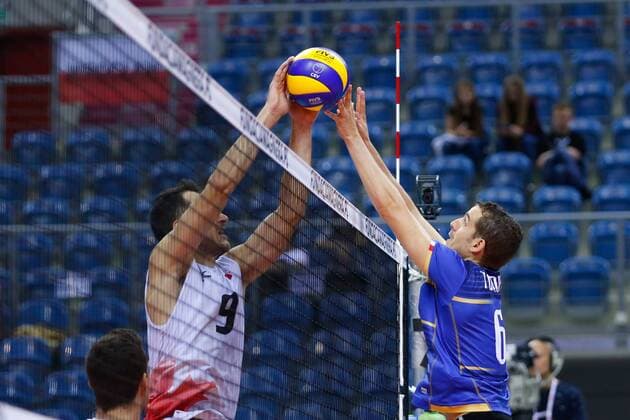 Volleyball, Länderspiel, Kanada - Frankreich KRAKOW 26.08.2018 SIATKOWKA XVI MEMORIAL HUBERTA JERZEGO WAGNERA --- VOLLEYBALL XVI HUBERT JERZY WAGNER MEMORIAL TOURNAMENT KANADA - FRANCJA CANADA - FRANCE N Z JASON DEROCCO BENJAMIN TONIUTTI FOT ANNA KLEPACZKO FOTOPYK NEWSPIX.PL --- Newspix.pl  180826LUM004