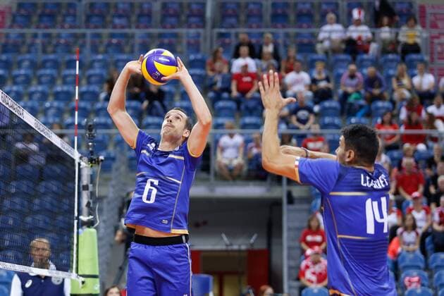 Volleyball, Länderspiel, Kanada - Frankreich KRAKOW 26.08.2018 SIATKOWKA XVI MEMORIAL HUBERTA JERZEGO WAGNERA --- VOLLEYBALL XVI HUBERT JERZY WAGNER MEMORIAL TOURNAMENT KANADA - FRANCJA CANADA - FRANCE N Z BENJAMIN TONIUTTI NICOLAS LE GOFF FOT ANNA KLEPACZKO FOTOPYK NEWSPIX.PL --- Newspix.pl  180826LUM012