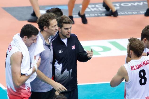 Volleyball, Länderspiel, Kanada - Frankreich KRAKOW 26.08.2018 SIATKOWKA XVI MEMORIAL HUBERTA JERZEGO WAGNERA --- VOLLEYBALL XVI HUBERT JERZY WAGNER MEMORIAL TOURNAMENT KANADA - FRANCJA CANADA - FRANCE N Z GRAHAM VIGRASS STEPHANE ANTIGA TYLER SANDERS JAY BLANKENAU FOT ANNA KLEPACZKO FOTOPYK NEWSPIX.PL --- Newspix.pl  180826LUM029