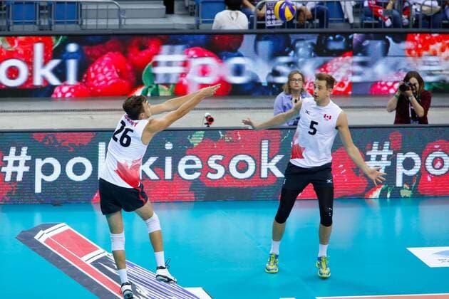 Volleyball, Länderspiel, Kanada - Frankreich KRAKOW 26.08.2018 SIATKOWKA XVI MEMORIAL HUBERTA JERZEGO WAGNERA --- VOLLEYBALL XVI HUBERT JERZY WAGNER MEMORIAL TOURNAMENT KANADA - FRANCJA CANADA - FRANCE N Z ERIC LOEPPKY LUCAS VAN BERKEL FOT ANNA KLEPACZKO FOTOPYK 