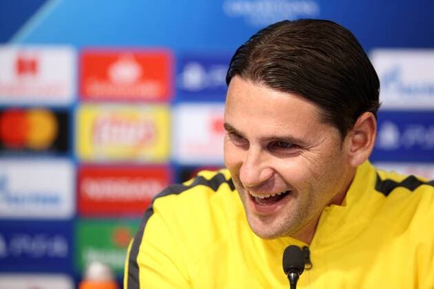 BSC Young Boys conference - Zagreb, Croatia 27.08.2018., Zagreb, Croatia - BSC Young Boys conference ahead of tomorrow s match of 4th UEFA Champions Leaguewith GNK Dinamo. Gerardo Seoane, Guillame Hoarau.  LukaxStanzl PIXSELL