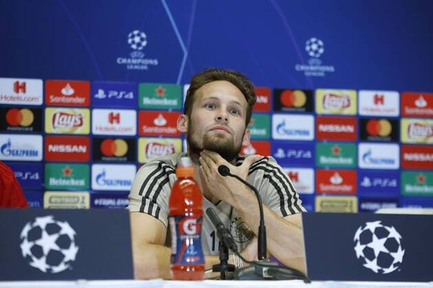 KIEV, Ukraine, 27-08-2018, Stadium NSK Olimpiejsky,football, season 2018 2019, Champions League Play-offs . press conference PK Pressekonferenz with Daley Blind of Ajax for tomorrow s game against Dynamo Kiev. Training Ajax in Kiev  x2427973x