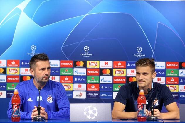 GNK Dinamo press conference PK Pressekonferenz - Zagreb, Croatia 27.08.2018., Zagreb, Croatia - GNK Dinamo conference ahead of tomorrow s match of 4th UEFA Champions League with BSC Young Boys . Coach Nenad Bjelica and Emir Dilaver.  LukaxStanzl PIXSELL
