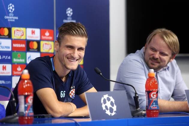 GNK Dinamo press conference PK Pressekonferenz - Zagreb, Croatia 27.08.2018., Zagreb, Croatia - GNK Dinamo conference ahead of tomorrow s match of 4th UEFA Champions League with BSC Young Boys . Emir Dilaver.  LukaxStanzl PIXSELL