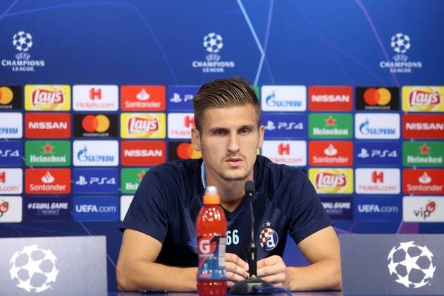 GNK Dinamo press conference PK Pressekonferenz - Zagreb, Croatia 27.08.2018., Zagreb, Croatia - GNK Dinamo conference ahead of tomorrow s match of 4th UEFA Champions League with BSC Young Boys . Emir Dilaver.  LukaxStanzl PIXSELL
