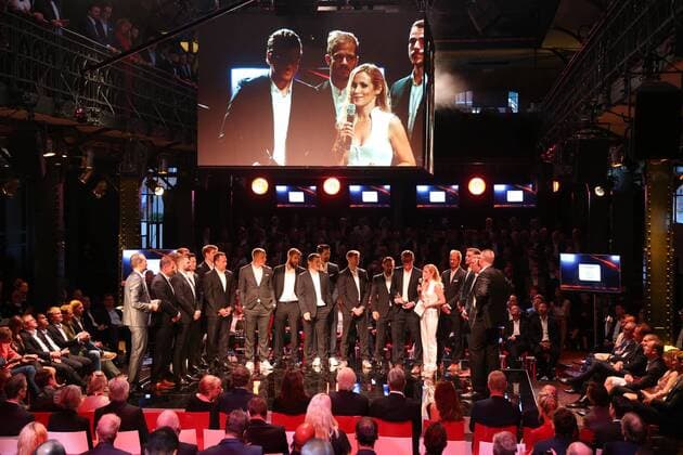 Award winner German national ice hockey team Presentation of the Sport Bild Award in the fish auction hall Große Elbstraße in Hamburg on 27 8 2018