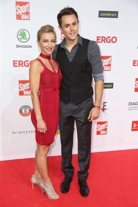 Aljona Savchenko with husband Liam Cross Presentation of the Sport Bild Award at the fish auction hall Große Elbstraße in Hamburg on 27 8 2018