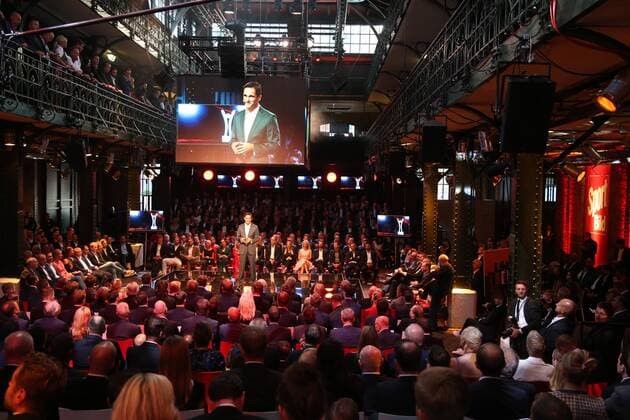 Axel Springer Publisher Frank Mahlberg on the new stage Presentation of the Sport Bild Award in the fish auction hall Große Elbstraße in Hamburg on 27 8 2018