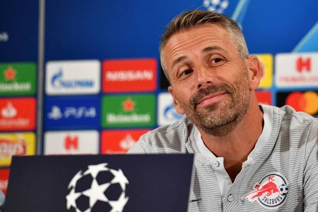 SOCCER - CL quali, RBS vs Belgrade SALZBURG,AUSTRIA,28.AUG.18 - SOCCER - UEFA Champions League qualification play-off, Red Bull Salzburg vs FC Red Star Belgrade, press conference PK Pressekonferenz RBS, preview. Image shows head coach Marco Rose (RBS). GEPAxpictures xFlorianxErtl
