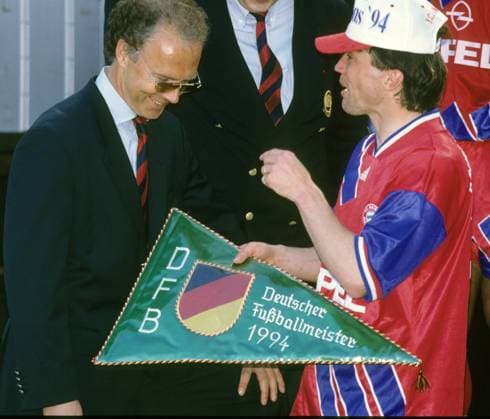 Lothar Matthäus re and Franz Beckenbauer from FC Bayern Munich photographed on 23 05 1994 in Munich football 1 Bundesliga FC Bayern Munich