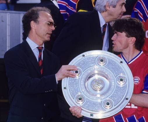 Lothar Matthäus re and Franz Beckenbauer from FC Bayern Munich photographed on 23 05 1994 in Munich football 1 Bundesliga FC Bayern Munich