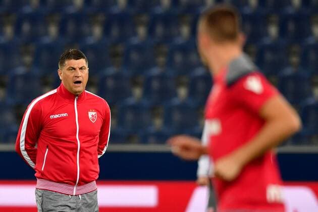 SOCCER - CL quali, RBS vs Belgrade SALZBURG,AUSTRIA,28.AUG.18 - SOCCER - UEFA Champions League qualification play-off, Red Bull Salzburg vs FC Red Star Belgrade, training Belgrade, preview. Image shows head coach Vladan Milojevic (Belgrade). GEPAxpictures xFlorianxErtl