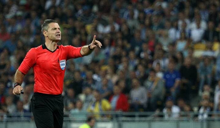 August 28, 2018 - Kiev, Ukraine - Referee Damir Skomina during the return match play-off round of the Champions League between Dynamo Kiev and Ajax Amsterdam at the Olympic Stadium in Kiev. Ukraine, Tuesday, August 28, 2018 Dinamo Kiev v Ajax - UEFA Champions League  - ZUMAn230 20180828_zaa_n230_396 Copyright: xDanilxShamkinx