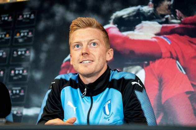 180829 Anders Christiansen or Malmö FF during a press conference and practice ahead of the Europe League qualifying match between Midtjylland and Malmö FF on August 29, 2018 in Herning Photo Ludvig Thunman BILDBYRAN code LT 35528  Copyright: LUDVIGxTHUNMAN BB180829LT027
