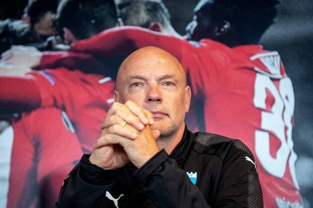 180829 head coach Uwe Rösler or Malmö FF during a press conference and practice ahead of the Europe League qualifying match between Midtjylland and Malmö FF on August 29, 2018 in Herning Photo Ludvig Thunman BILDBYRAN code LT 35528  Copyright: LUDVIGxTHUNMAN BB180829LT031