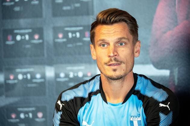 180829 Markus Rosenberg or Malmö FF during a press conference and practice ahead of the Europe League qualifying match between Midtjylland and Malmö FF on August 29, 2018 in Herning Photo Ludvig Thunman BILDBYRAN code LT 35528  Copyright: LUDVIGxTHUNMAN BB180829LT034