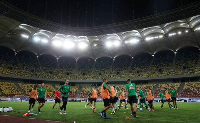 SOCCER - EL quali, Steaua vs Rapid BUCHAREST,ROMANIA,29.AUG.18 - SOCCER - UEFA Europa League, qualification, play off, Steaua Bukarest vs SK Rapid Wien, preview, training Rapid. Image shows the team of Rapid. Keywords: Wien Energie. GEPAxpictures xPhilippxBrem