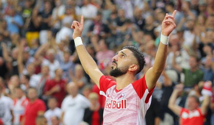 Sport Bilder des Tages SOCCER - CL quali, RBS vs Belgrade SALZBURG,AUSTRIA,29.AUG.18 - SOCCER - UEFA Champions League qualification play-off, Red Bull Salzburg vs FC Red Star Belgrade. Image shows the rejoicing of Munas Dabbur (RBS). GEPAxpictures xThomasxBachun
