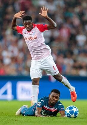 29 08 2018 Red Bull Arena Salzburg UEFA Champions League Salzburg vs Red Star Belgrade Qualification Home match Amadou Haidara Salzburg El Faradou Ben Nabouhane Red Star Belgrade UEFA Champions League qualifier 2nd leg match between Salzburg and Red Star Belgrade at the Red Bull Arena in Salzburg Austria on 2018 08 29 Salzburg  EX_FEI
