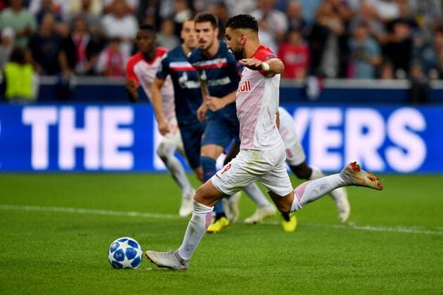 SOCCER - CL quali, RBS vs Belgrade SALZBURG,AUSTRIA,29.AUG.18 - SOCCER - UEFA Champions League qualification play-off, Red Bull Salzburg vs FC Red Star Belgrade. Image shows Munas Dabbur (RBS). Keywords: penalty. GEPAxpictures xFlorianxErtl