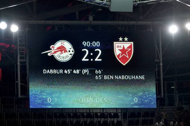 SOCCER - CL quali, RBS vs Belgrade SALZBURG,AUSTRIA,29.AUG.18 - SOCCER - UEFA Champions League qualification play-off, Red Bull Salzburg vs FC Red Star Belgrade. Image shows the scoreboard. GEPAxpictures xFlorianxErtl