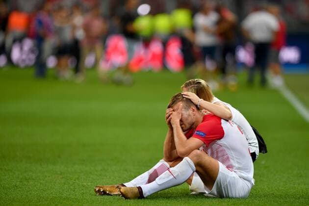 Sport Bilder des Tages SOCCER - CL quali, RBS vs Belgrade SALZBURG,AUSTRIA,29.AUG.18 - SOCCER - UEFA Champions League qualification play-off, Red Bull Salzburg vs FC Red Star Belgrade. Image shows the disappointment of Marin Pongracic (RBS). GEPAxpictures xFlorianxErtl