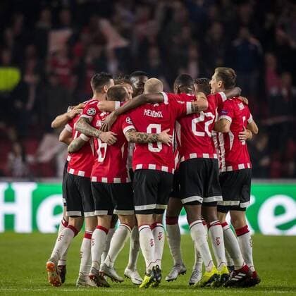 EINDHOVEN, PSV - BATE Borisov, 29-08-2018, voetbal, Champions League play-off, season 2018-2019, Philips Stadion, players of PSV are celebrating the victory PSV - Borisov  x2432917x