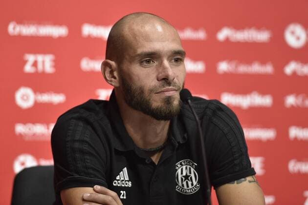 Michal Veprek, Captain of SK Sigma Olomouc, speaks during a press conference PK Pressekonferenz prior to the UEFA Europa League qualification match FC Sevilla vs SK Sigma Olomouc, 2nd leg, in Sevilla, Spain, on August 29, 2018. (CTKxPhoto DavidxSvab) CTKPhotoP201808291025201 