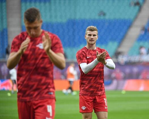 Football mens season 2018 2019 Europa League Qualifiers Play offs reverse RB Leipzig Sorja Luhansk v Willi Orban RB Leipzig Timo Werner RB Leipzig in the warming warm-up 30 08 2018 Copyright: xMatthiasxKochx