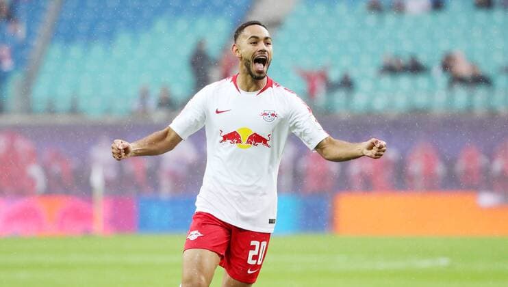 RB Leipzig Luhansk Soccer Euro League Qualifiers Leipzig 30 08 2018 Red Bull Arena Soccer UEFA Euro League Qualification PlayOff 2nd leg RB Leipzig vs FK Sorja Luhansk Pictured Goal for RB Leipzig Jubilation after 1 0 Matheus Cunha 20 RB Leipzig For the injury of PICTURE POINT and or the author of the photo assumes no liability for personal rights and data protection of the persons depicted