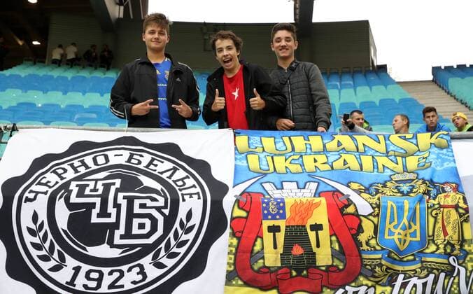 RB Leipzig Luhansk Soccer Euro League Qualifiers Leipzig 30 08 2018 Red Bull Arena Soccer UEFA Euro League Qualification PlayOff 2nd leg RB Leipzig vs FK Sorja Luhansk The image Fans of Luhansk The rights of privacy and privacy of third parties provided by PICTURE POINT and the Author of the photo no liability