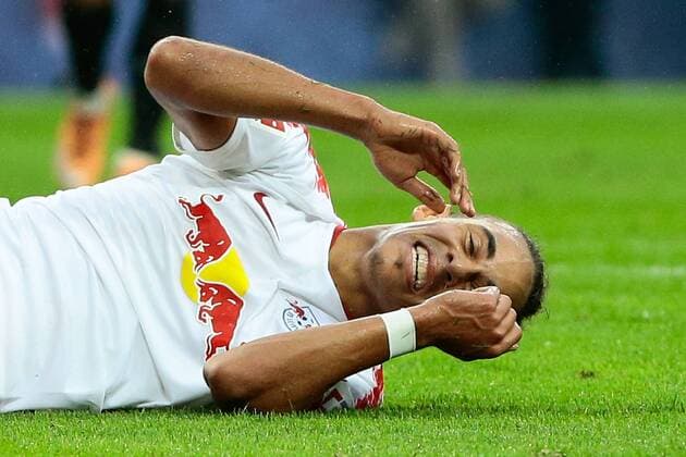 30 08 2018 xtgx Football Europa League Qualifiers RB Leipzig Sorja Luhansk emporer Yussuf Poulsen Leipzig 9 disappointed looks disappointed dejectedly disappointed DFL DFB REGULATIONS PROHIBIT ANY USE OF PHOTOGRAPH as IMAGE SEQUENCES and or QUASI VIDEO Leipzig