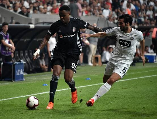 Partizan s Danilo Pantic and Besiktas Cyle Larin during Besiktas - Partizan UEFA European League Qualifying Round Game, at Vodafone Arena, Istanbul, 30th of August 2018.  Copyright: MustafaxAlkac 16099247