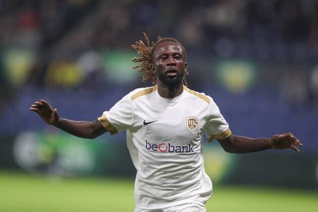 Sport Bilder des Tages Genk s Dieumerci Ndongala celebrates after scoring during a soccer game between Danish club Brondby IF and Belgian team KRC Genk, Thursday 30 August 2018 in Copenhagen, Denmark, the return game of the play-off for the UEFA Europa League competition. The first leg ended in a 5-2 Genk victory. BRUNOxFAHY  x05416669x