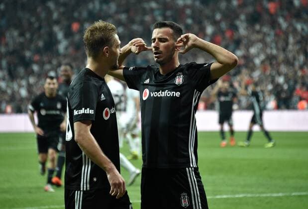 Besiktas Oguzhan Ozyakup celebrate his goal with his teammates during Besiktas - Partizan UEFA European League Qualifying Round Game, at Vodafone Arena, Istanbul, 30th of August 2018.  Copyright: MustafaxAlkac 16099360