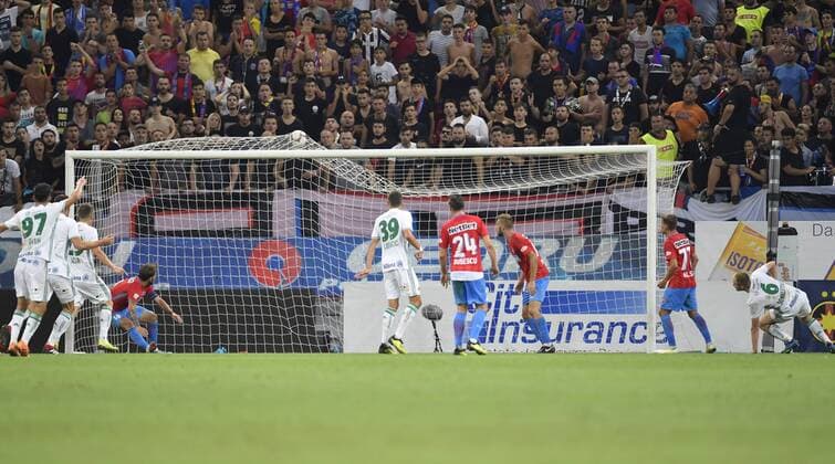 FCSB - SK Rapid Wien FCSB s Mihai Balasa scores an own goal for SK Rapid Wien s during UEFA Europa League 2018 2019, Play-Offs, 2st leg match between FCSB and SK Rapid Wien, on National Arena, Bucharest, Romania, 30 August 2018 Copyright: xAlexxNicodimx