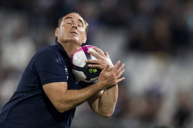 Gent s head coach Yves Vanderhaeghe reacts during a soccer game between French team FC Girondins de Bordeaux and Belgian club KAA Gent, Thursday 30 August 2018 in Bordeaux, France, the return game of the play-off for the UEFA Europa League competition. The first leg ended in a 0-0 draw. JASPERxJACOBS  x05416842x