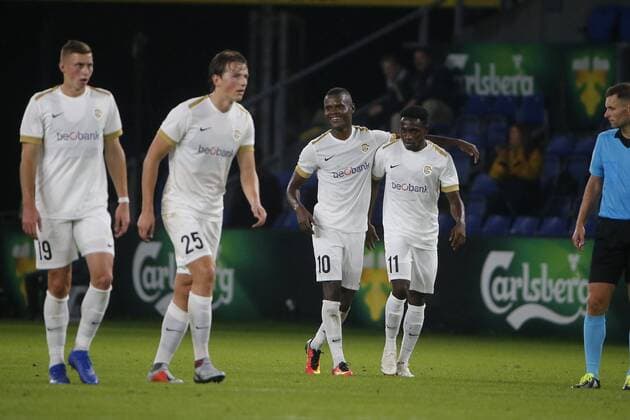 COPENHAGEN, DENMARK - AUGUST 29 : Ally Mbwana Samatta forward of Genk celebrates scoring a goal pictured during the UEFA Europa League Play-offs 2nd leg match between Brondby IF and KRC Genk at the Brondby stadion on August 29, 2018 in Copenhagen, Denmark, 29 08 18 ( FOOTBALL : Brondby IF v KRC Genk - UEFA Europa League - 30 08 2018 PHOTONEWS PANORAMIC 