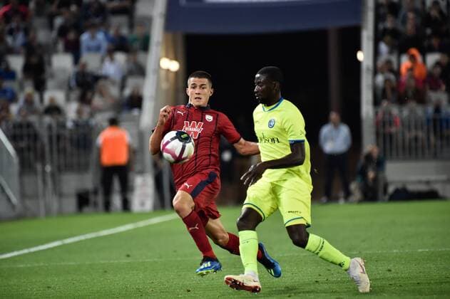 Nicolas De Preville (gir) FOOTBALL : Bordeaux vs KAA Gent- 4eme Tour Ligue Europa - Bordeaux - 30 08 2018 ThierryBreton Panoramic 