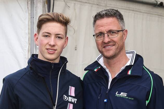 David Schumacher US Racing with his father Ralf Schumacher after practice Free Practice ADAC Formula 4 at the Motorsport Arena Oschersleben Germany Motorsport Mann Manner 13 04 2018