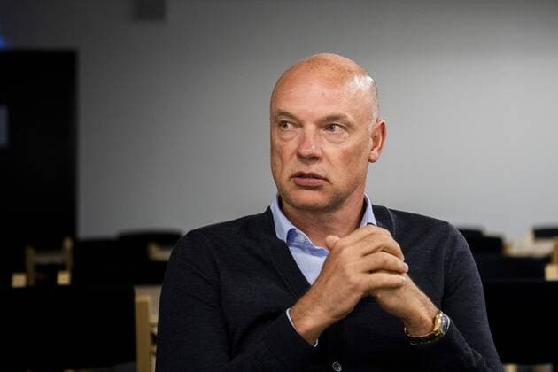 180831 Trainer Uwe Rösler is interviewed during a press meeting with Malmö FF after the draw to the Europa League on August 31, 2018 in Malmö  Copyright: LUDVIGxTHUNMAN BB180831LT001