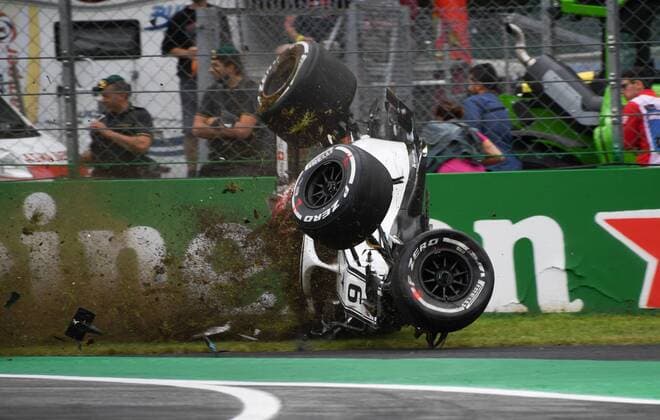 Crash Marcus Ericsson Alfa Romeo Sauber F1 Team Formula 1 GP Italy in Monza 31 08 2018 Photo mspb Jerry Andre Crash Marcus Ericsson Formula 1 GP Italy 2018
