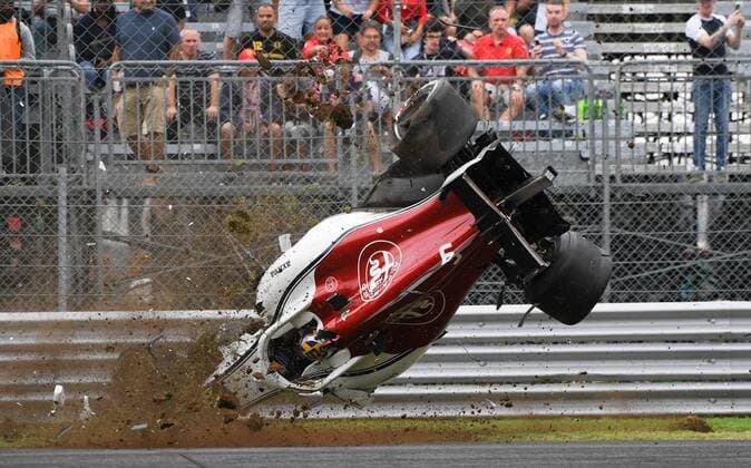 Crash Marcus Ericsson Alfa Romeo Sauber F1 Team Formula 1 GP Italy in Monza 31 08 2018 Photo mspb Jerry Andre Crash Marcus Ericsson Formula 1 GP Italy 2018