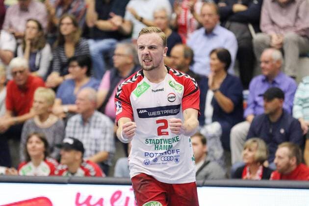 Torjubel at Lukas Blohme ASV Hamm Westphalia 2 ASV Hamm Westphalia vs TV Grosswallstadt Handball 2 Bundesliga 31 08 2018 ASV Hamm Westphalia vs TV Grosswallstadt Handball 2 Bundesliga 31 08 2018 Hamm Copyright: xEIBNER JanxStrohdiekx EP_JSK