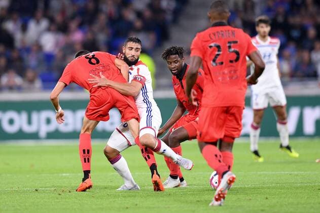Fußball, Olympique Lyon - OGC Nizza 18 NABIL FEKIR (OL) - 05 ADRIEN TAMEZE (NICE) FOOTBALL : Lyon vs Nice - Ligue 1 Conforama - 31 08 2018 FEP Panoramic 