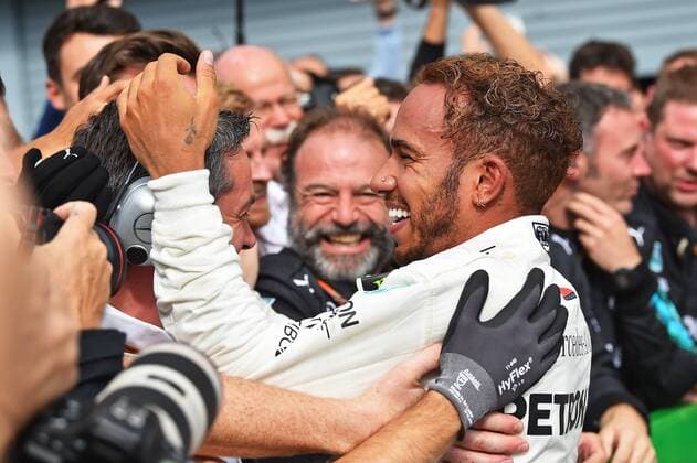 xekx 31 08 02 09 2018 FIA Formula 1 Championship Formula 1 Grand Prix of Italy 2018 GP Italia Monza Pictured Winner 1 place Lewis Hamilton GBR 44 Mercedes AMG Petronas Motorsport Monza Italy eel-fotografie Eberhard Krieger