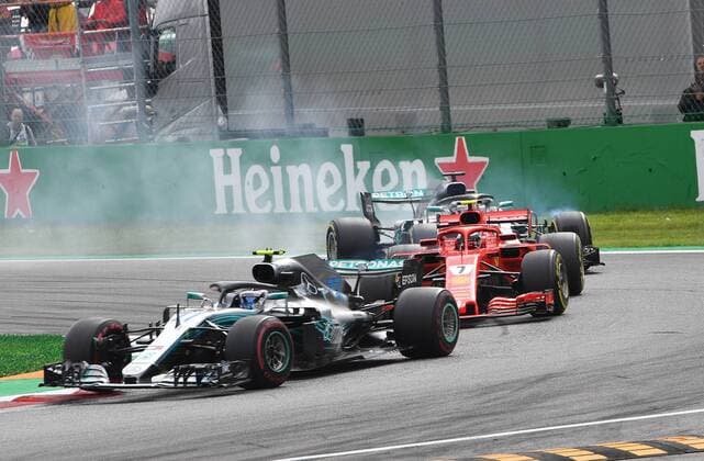 Valtteri Bottas Mercedes Grand Prix Kimi Raiikkoenen Scuderia Ferrari Lewis Hamilton Mercedes Grand Prix Formula 1 Italian GP in Monza 02 09 2018 Photo mspb Jerry Andre Valtteri Bottas Kimi Raiikkoenen Lewis Hamilton formula 1 GP Italy 2018