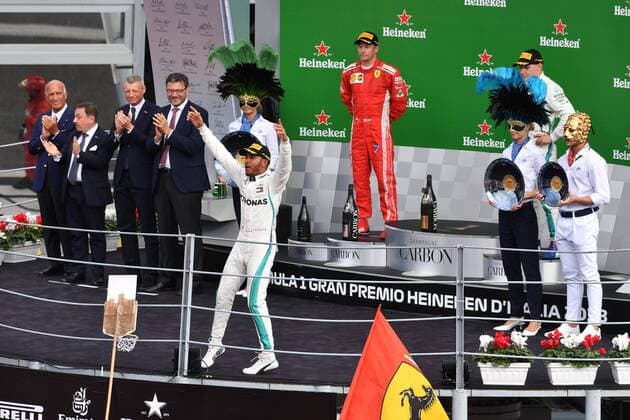 Joy at Lewis Hamilton Mercedes AMG Petronas Formula One Team Italian Grand Prix Raceday 02 09 2018 ITA Italian Grand Prix 02 09 2018 Monza Copyright: xEIBNER JerryxAndrex EP_EER