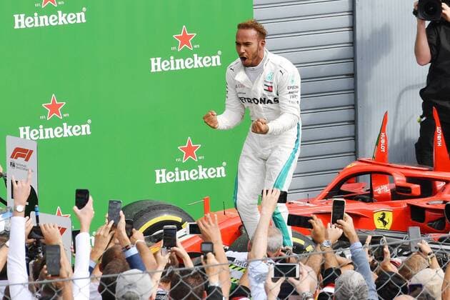 Joy at Lewis Hamilton Mercedes AMG Petronas Formula One Team Italian Grand Prix Raceday 02 09 2018 ITA Italian Grand Prix 02 09 2018 Monza Copyright: xEIBNER JerryxAndrex EP_EER